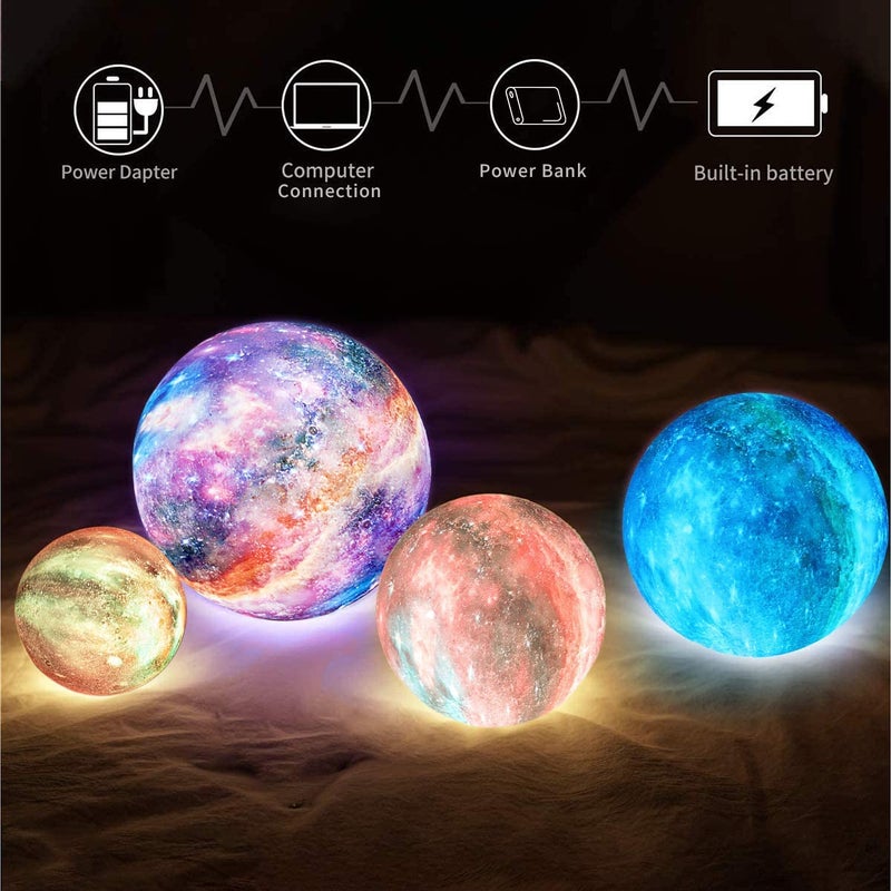 LOGROTATE Moon Lamp, Night Light, 16 Colors Galaxy Lamp 3D Printing Moon Light with Stand/Remote Control/Touch/USB Rechargeable/Timer, Moon Night Light for Kids Friend, Home decor Mothers Day Gifts (4.8 inch) - Image 4