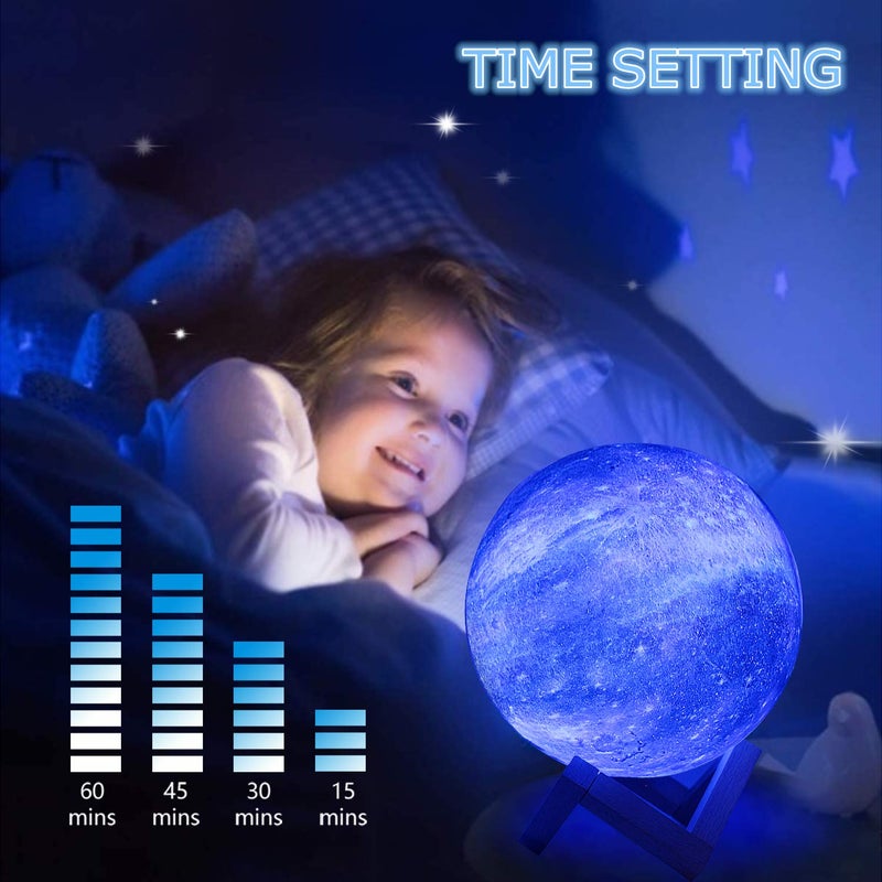 LOGROTATE Moon Lamp, Night Light, 16 Colors Galaxy Lamp 3D Printing Moon Light with Stand/Remote Control/Touch/USB Rechargeable/Timer, Moon Night Light for Kids Friend, Home decor Mothers Day Gifts (4.8 inch) - Image 3