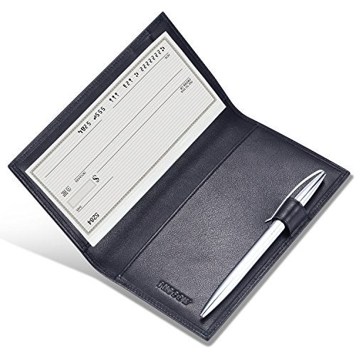 HISCOW Supple Leather Checkbook Cover with Free Divider - Italian Calfskin (Black) - Image 1