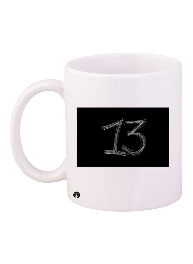 13 Printed Coffee Mug White/Black 11ounce