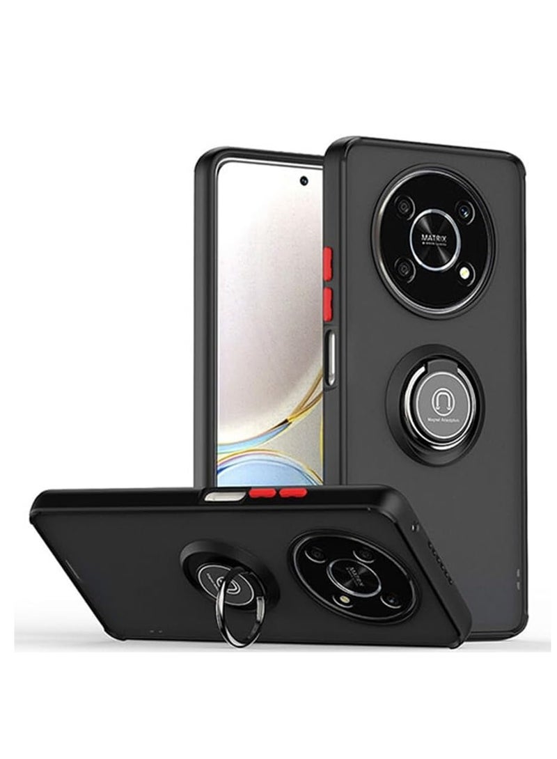 BORTONY HONOR X9 Case Cover Metal Ring Holder Grip Kickstand   Case Magnetic Car Mount Shockproof Matte Hard Back Bumper Case for HONOR X9 - Image 1