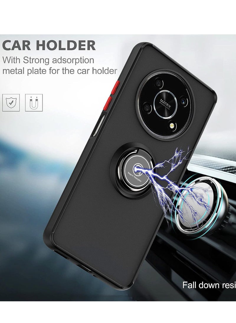 BORTONY HONOR X9 Case Cover Metal Ring Holder Grip Kickstand   Case Magnetic Car Mount Shockproof Matte Hard Back Bumper Case for HONOR X9 - Image 2