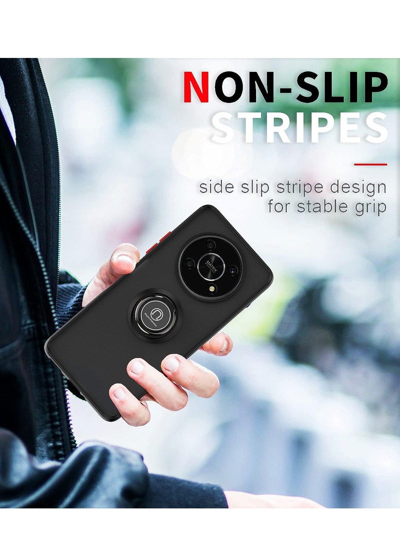 BORTONY HONOR X9 Case Cover Metal Ring Holder Grip Kickstand   Case Magnetic Car Mount Shockproof Matte Hard Back Bumper Case for HONOR X9 - Image 3