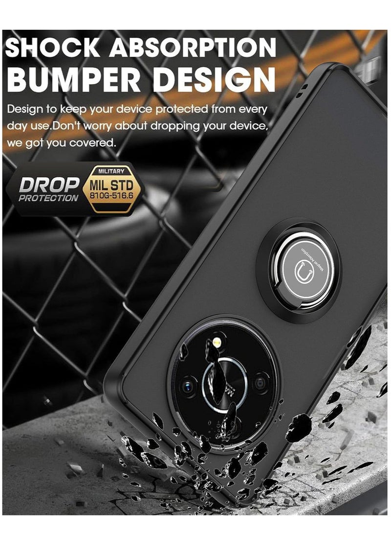 BORTONY HONOR X9 Case Cover Metal Ring Holder Grip Kickstand   Case Magnetic Car Mount Shockproof Matte Hard Back Bumper Case for HONOR X9 - Image 4