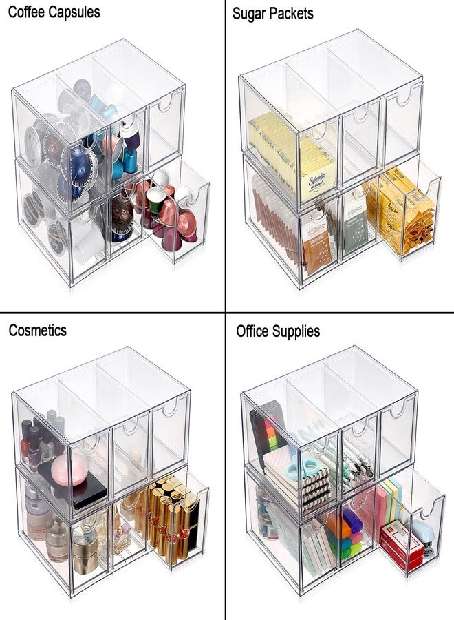 ELLDOO 6 Drawers Tea Bag Organizer Box, Acrylic Stackable Tea Bag Storage Holder for Kitchen Pantry, Clear Coffee Pod Snack Storage Box for Countertop Cabinet - Image 4