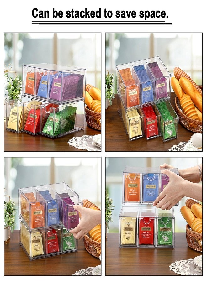 ELLDOO 6 Drawers Tea Bag Organizer Box, Acrylic Stackable Tea Bag Storage Holder for Kitchen Pantry, Clear Coffee Pod Snack Storage Box for Countertop Cabinet - Image 3