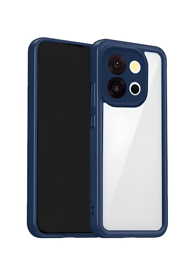 دبليو تيك غطاء واقي للهاتف من نوع OnePlus 13T 5G 2025 من السيليكون المرن TPU مع خلفية مصنوعة من مادة الكمبيوتر، مضاد للصدمات - شفاف/أزرق داكن - Image 1