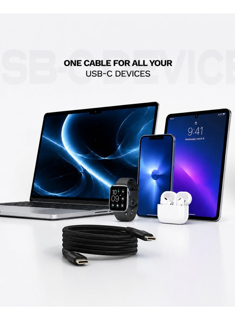 لووب كابل USB-C مغناطيسي من LOOP بقوة 240 واط، مضفر من النايلون وذو لف ذاتي، للشحن السريع لأجهزة MacBook وiPhone وSamsung (1 متر - أسود) - Image 3