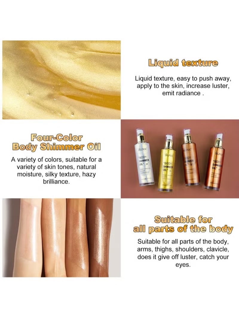IKZEE Silver Body Shimmer Oil 100ml Body Shimmer Lotion Glow Oil Body Luminizer Oil Glow Lotion for Brightening Body Long Lasting Shimmering Body Oil for Body & Face No.01 - Image 5