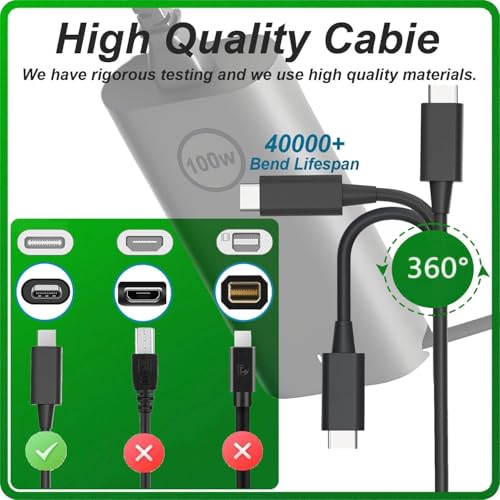 Wefly 100W USB C Type C Laptop Charger for Dell Latitude 5540 5440 7440 5340 7340 7640 9440 2-in-1 Precision 3580 3580 3580 3581 5680 Inspiron 14 16 5000 7000 5430 7430 7440 5630 Adapter - Image 3