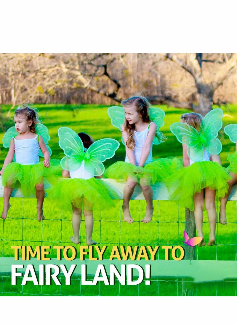 Excefore Butterfly Wings, 2Pcs Craze Girls' Fairy Dress Up Princess Set for Toddler Girls Children Halloween Costume Birthday Party Accessories, Green  - Image 4