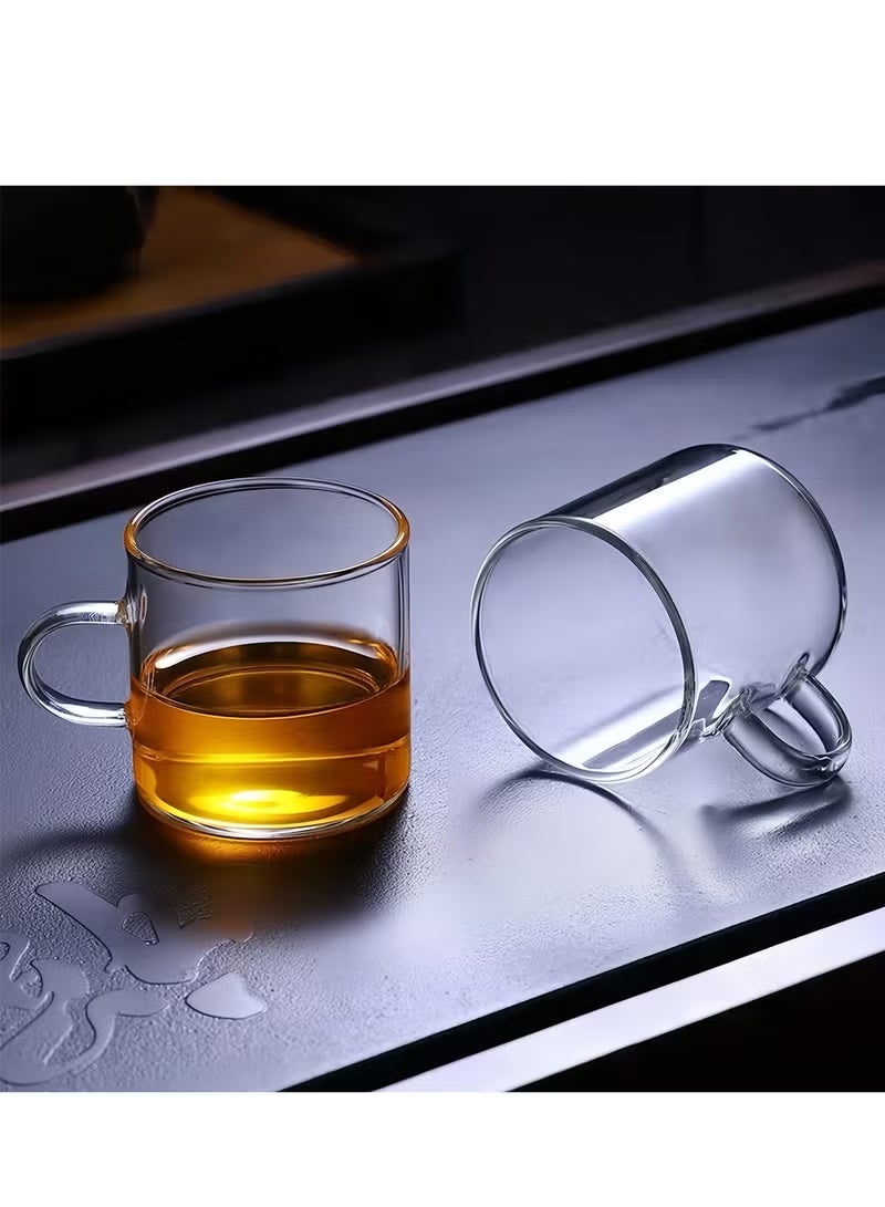 6-piece heat-resistant glass teacup set with handles | 150ml capacity | Perfect for home/office/guest gatherings. A touch of clarity and refinement for everyday life. - Image 4