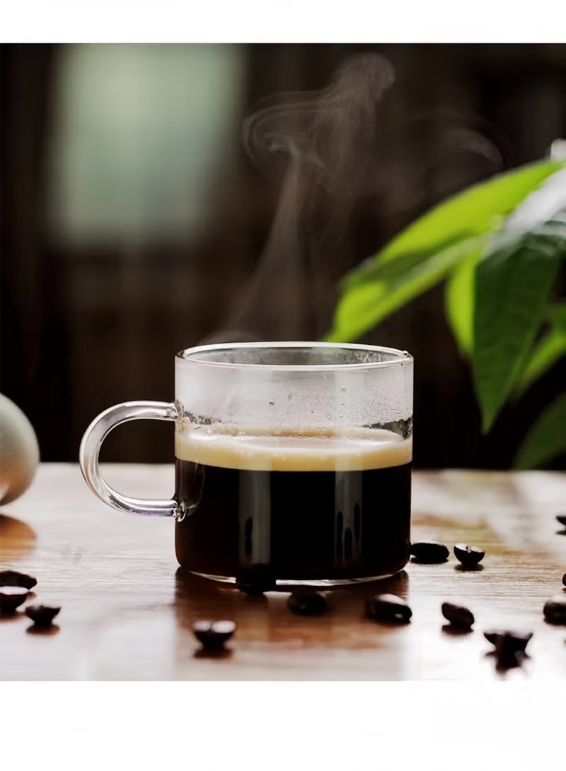 6-piece heat-resistant glass teacup set with handles | 150ml capacity | Perfect for home/office/guest gatherings. A touch of clarity and refinement for everyday life. - Image 5