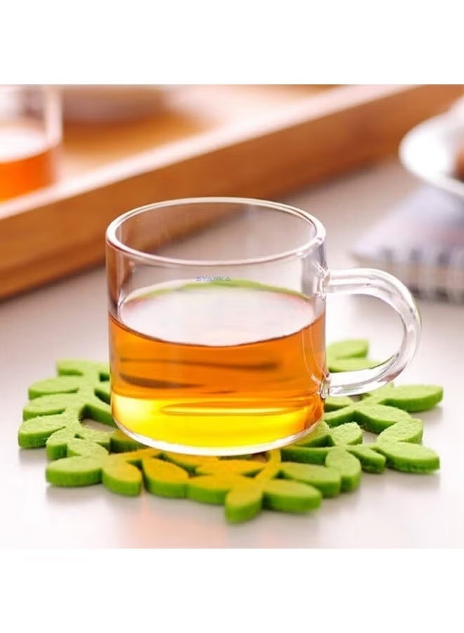 6-piece heat-resistant glass teacup set with handles | 150ml capacity | Perfect for home/office/guest gatherings. A touch of clarity and refinement for everyday life. - Image 3