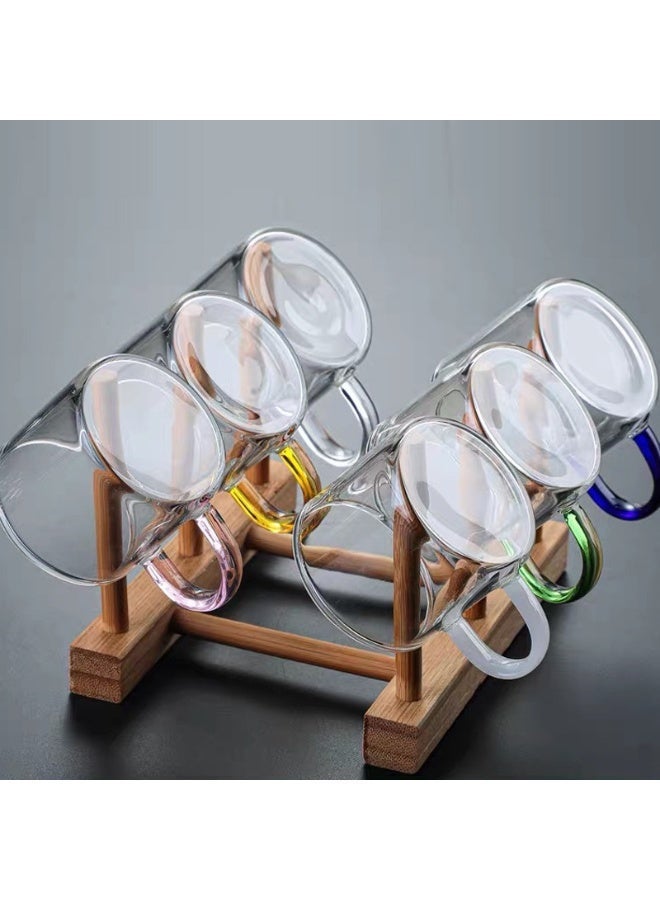 6-piece heat-resistant glass teacup set with handles | 150ml capacity | Perfect for home/office/guest gatherings. A touch of clarity and refinement for everyday life. - Image 2