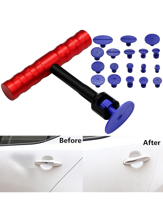 SYOSI T Shape Car Dent Repair Kit, , Car Paintless Dent Puller Dent Removal Tool Kit With 18 Blue Gasket Plastic Suction Cup, Portable Auto Body Tools Hammer Kits - Image 5