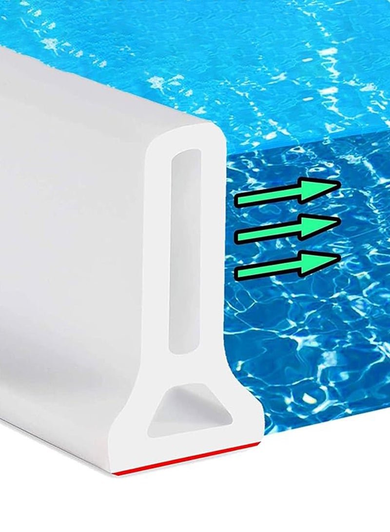 حاجز دش قابل للطي مع دعامة ذاتية اللصق - شريط مرن مانع للمياه بزاوية 360 درجة للفصل بين الرطب والجاف، سد سيليكون ناعم مناسب للقدم، سهل التنظيف، قابل للقص بنفسك، عتبة مانعة للتسرب للحمام والمطبخ والغسيل والمرحاض (أبيض) - Image 1