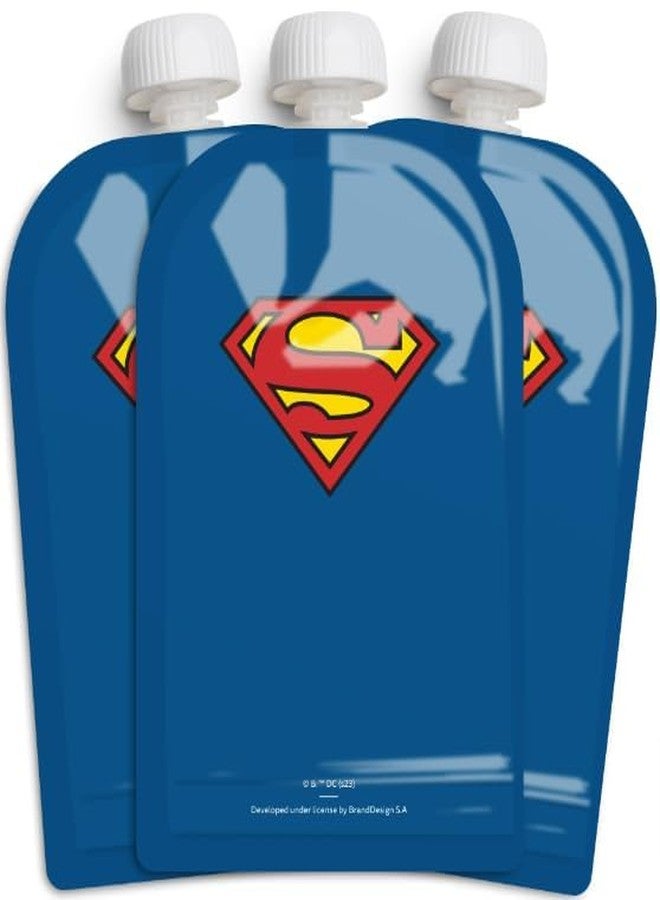 هيروبيليتي أكياس طعام هيروبيليتي دي سي كوميكس 180 مل / 6 أونصة سائلة - أكياس ضغط للأطفال، قابلة لإعادة الاستخدام، مستدامة، تصميم مانع للتسرب، قفل بسحاب مزدوج، خالية من مادة BPA - عبوة من 3 قطع - Image 1