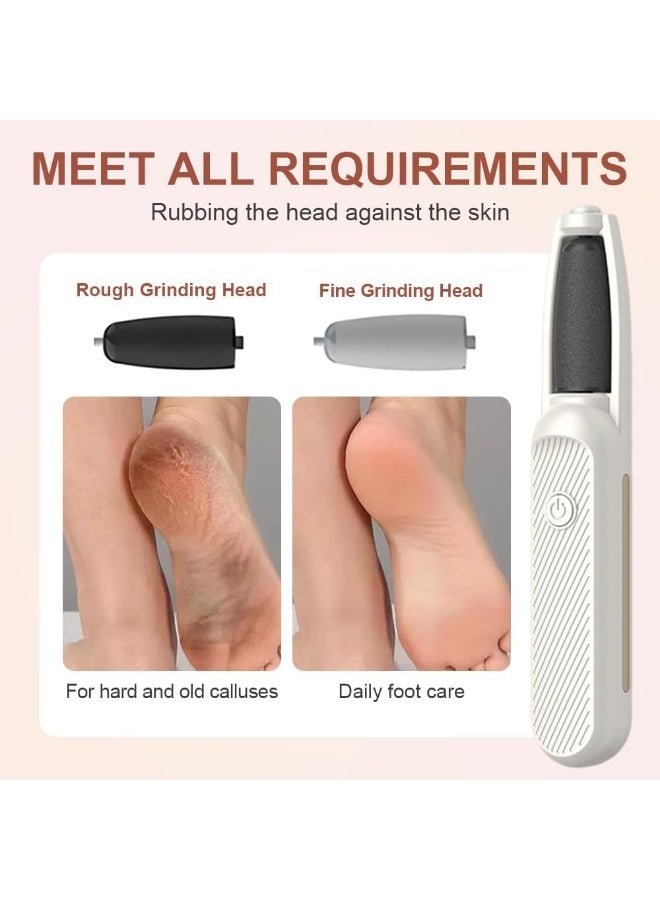 Electric Foot Callus Remover, Professional Pedicure Tool with 2 Speed Settings, Gentle Exfoliator for Hard  Cracked Heels, Portable Dead Skin Remover for Home Use (White, 2 Replacement Rollers) - Image 2