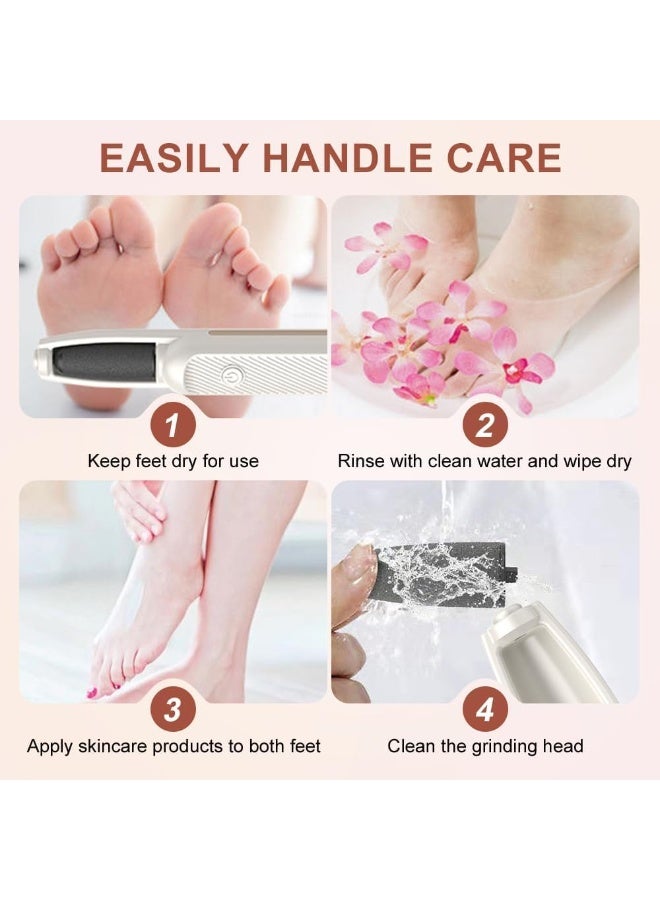Electric Foot Callus Remover, Professional Pedicure Tool with 2 Speed Settings, Gentle Exfoliator for Hard  Cracked Heels, Portable Dead Skin Remover for Home Use (White, 2 Replacement Rollers) - Image 5