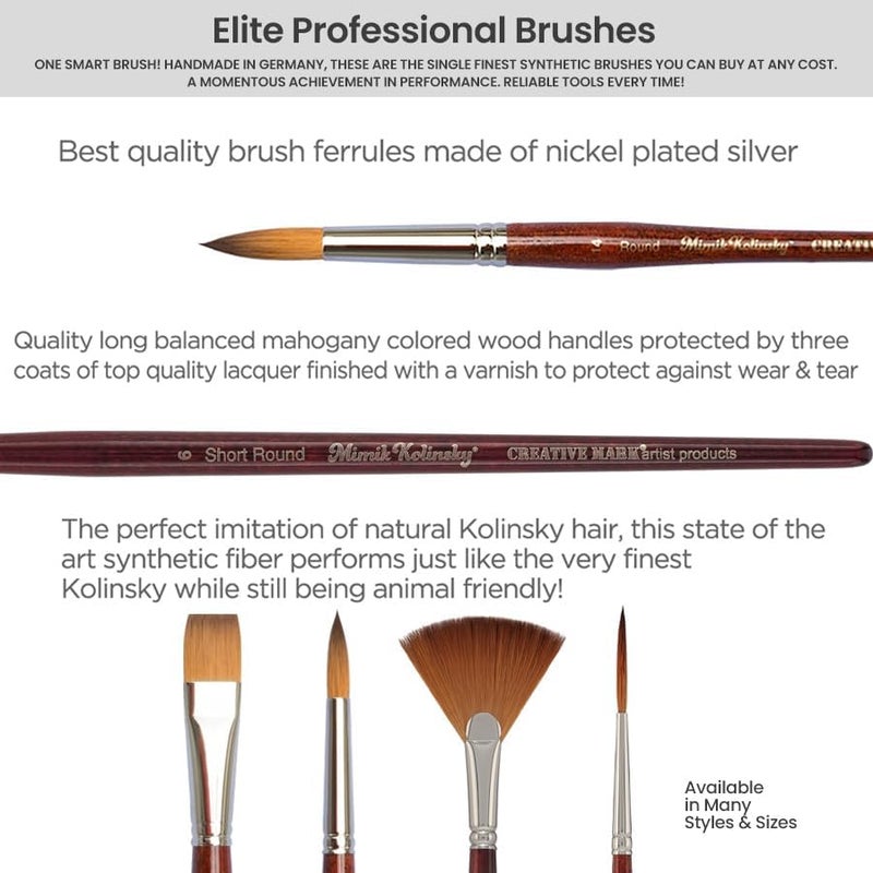 Creative Mark Mimik Kolinsky Watercolor Brush - # 6 x 0 Script Liner - Short Handle Synthetic Paint Brush - Handmade in Germany - Synthetic Sable Paint Brushes for Artists - Animal-Friendly - Image 3