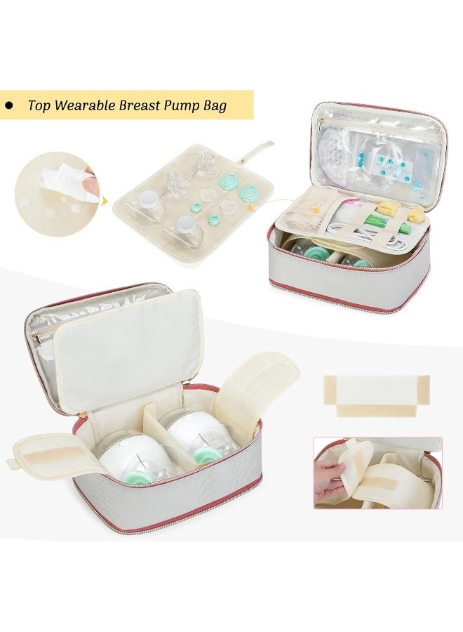Damero حقيبة مضخة الثدي القابلة للارتداء من داميرو مع حقيبة تبريد قابلة للفصل وسجادة، متوافقة مع مضخات إلفي، وويلو، ومديلا الإلكترونية، حقيبة مضخة الثدي للمضخات القابلة للارتداء والأجزاء - Image 2