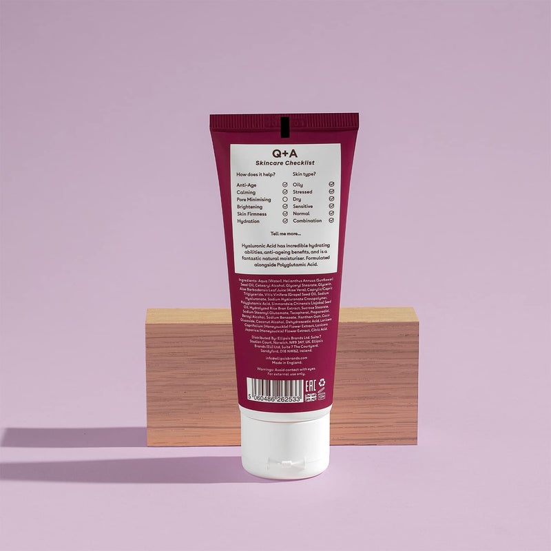 Q+A Hyaluronic Acid Daily Moisturizer (75ml), Hydrating Face Cream with Polyglutamic Acid and Rice Bran Extract, For Soft, Even and Nourished Skin, Fragrance Free Skincare - Image 2