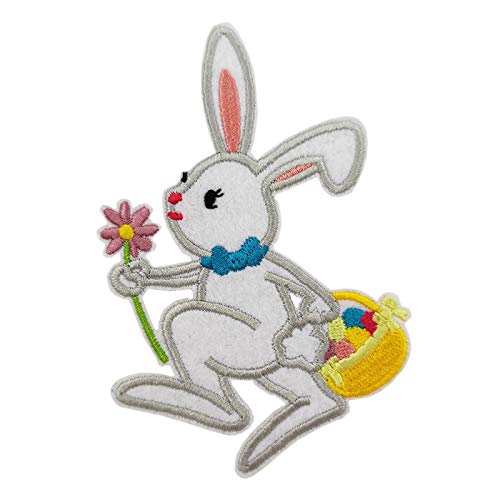 Cute-Patch 4" Easter Bunny Rabbit Embroidered Iron on Patch Applique - Image 1