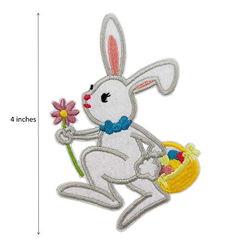 Cute-Patch 4" Easter Bunny Rabbit Embroidered Iron on Patch Applique - Image 2