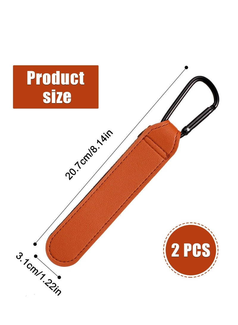 2pcs Leather-Style Baby Stroller Hooks - Adjustable Clips with Buckle Strap for Hanging Bags(Brown) - Image 2