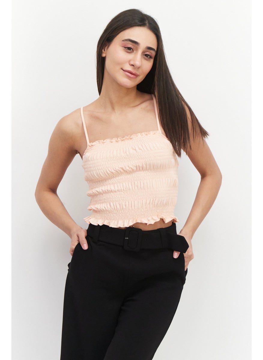 Bcbg Women Square Neck Sleeveless Textured Tank Top, Pink  - Image 1