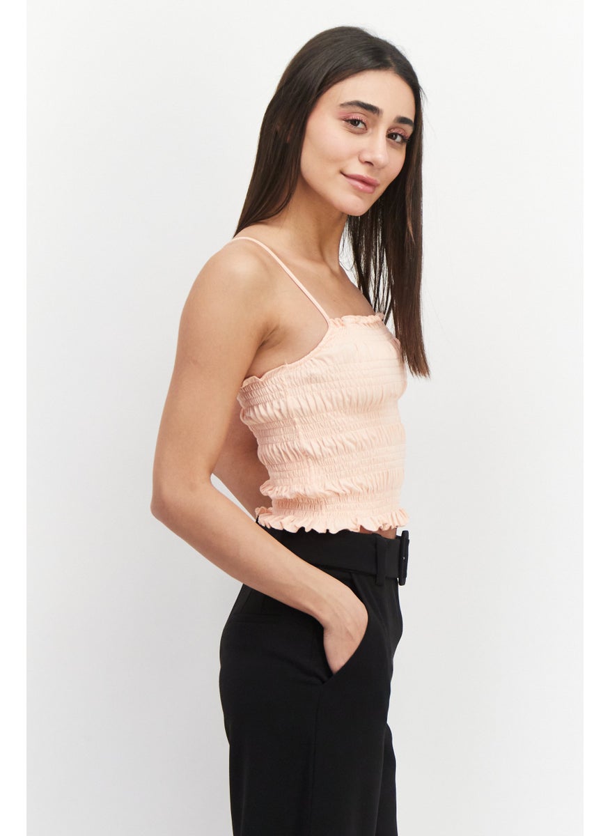 Bcbg Women Square Neck Sleeveless Textured Tank Top, Pink  - Image 3