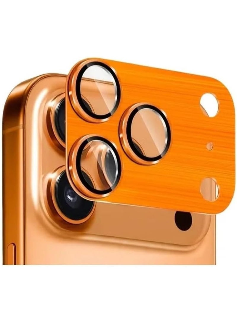 UV Enterprises Metal Tempered Glass Lens Film Cap for iPhone 17 Pro Max Anti-Scratch Aluminum Alloy Camera Protective Cover (for iPhone 17 Pro Max) Orange - Image 1