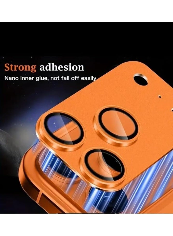 UV Enterprises Metal Tempered Glass Lens Film Cap for iPhone 17 Pro Max Anti-Scratch Aluminum Alloy Camera Protective Cover (for iPhone 17 Pro Max) Orange - Image 4