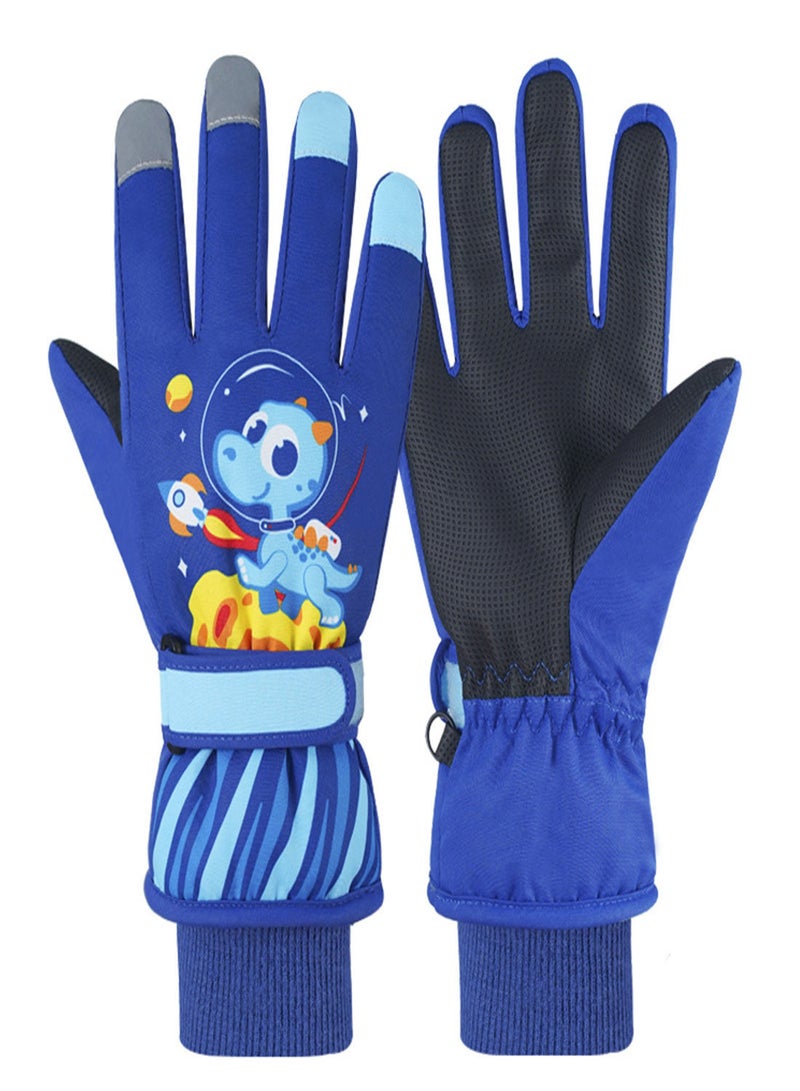 SYOSI Kids Ski Gloves, Waterproof Snowboarding Gloves, Winter Skiing Gloves Thermal Snow Gloves with Adjustable Cuffs, for Children Boys Cycling, Skiing, Skating, Hiking, Kids Winter Gloves - Image 1