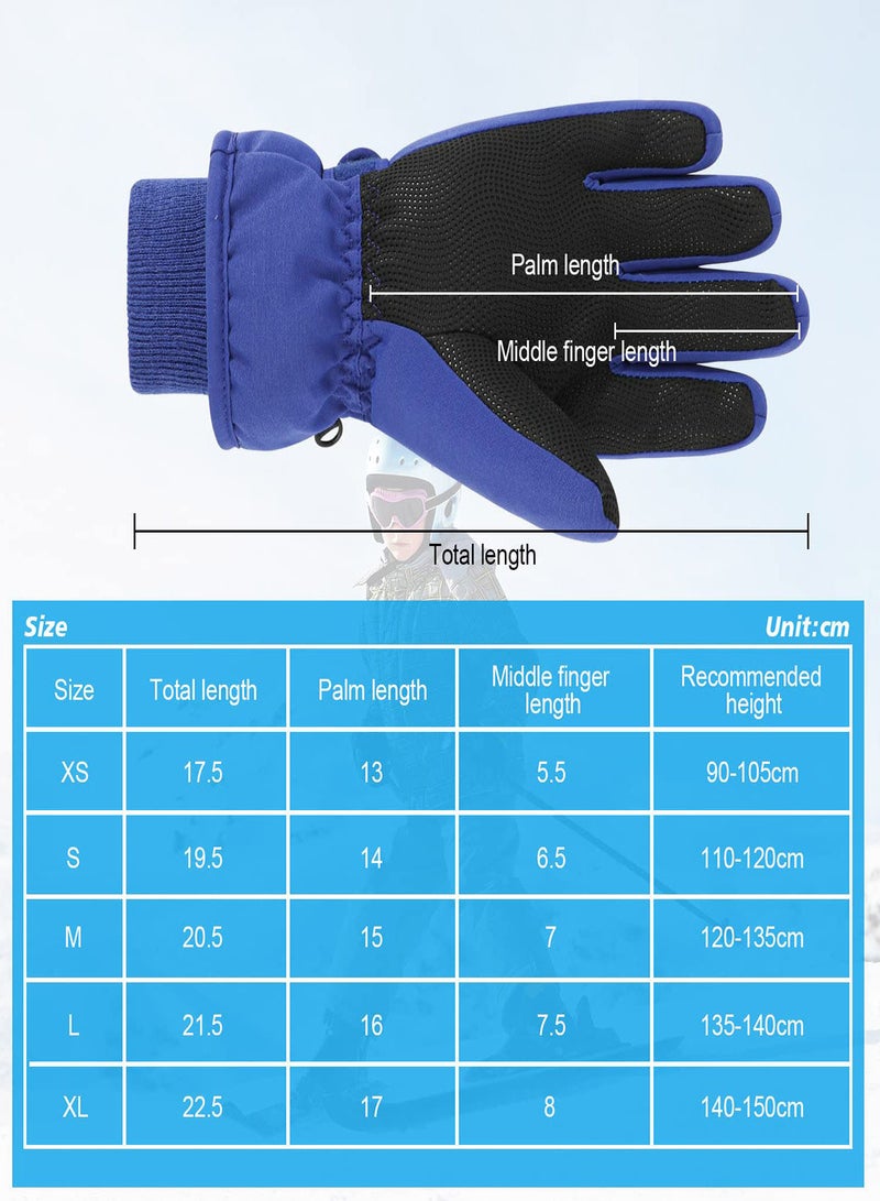 SYOSI Kids Ski Gloves, Waterproof Snowboarding Gloves, Winter Skiing Gloves Thermal Snow Gloves with Adjustable Cuffs, for Children Boys Cycling, Skiing, Skating, Hiking, Kids Winter Gloves - Image 2
