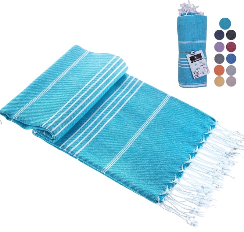 Casamollis Casamollis Turkish Beach Towel with Travel Bag 39 x 71 Quick Dry Sand Free Lightweight Large Oversized Beach Towel Turkish Towels Light Beach Towel Travel Towels Turquoise 