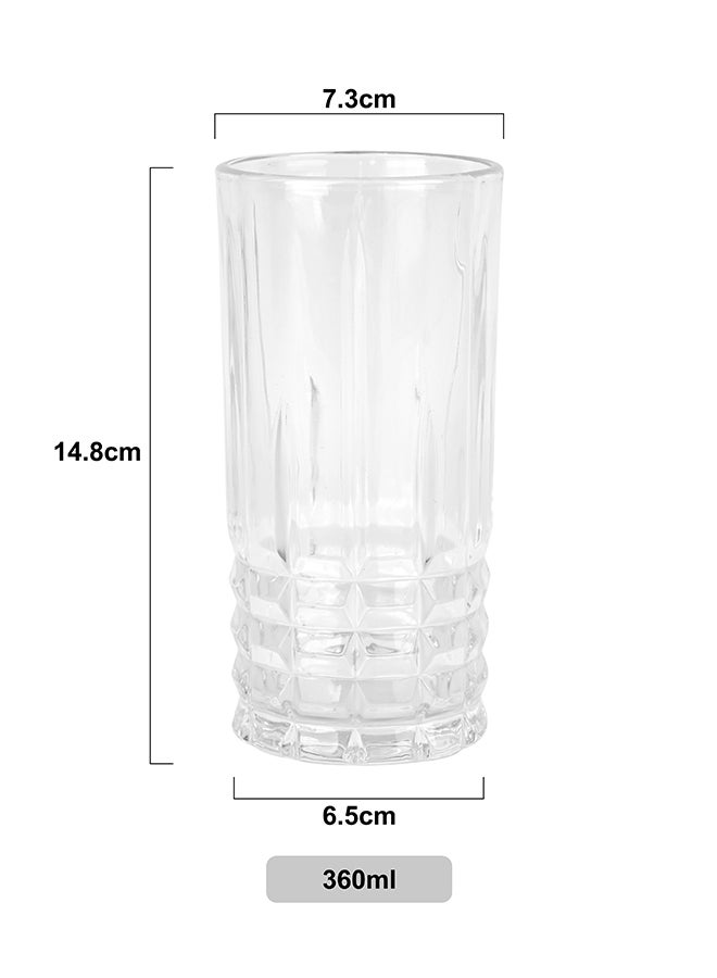 Ollieroo كؤوس عالية بنقش بارز، مجموعة من 6 كؤوس شرب، 360 مل كؤوس شرب متينة للمشروبات، الماء، العصير، البيرة، النبيذ - مجموعة زجاجيات خاصة، آمنة للغسل في غسالة الصحون - Image 4