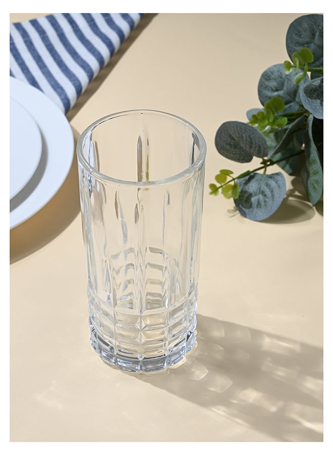 Ollieroo كؤوس عالية بنقش بارز، مجموعة من 6 كؤوس شرب، 360 مل كؤوس شرب متينة للمشروبات، الماء، العصير، البيرة، النبيذ - مجموعة زجاجيات خاصة، آمنة للغسل في غسالة الصحون - Image 3