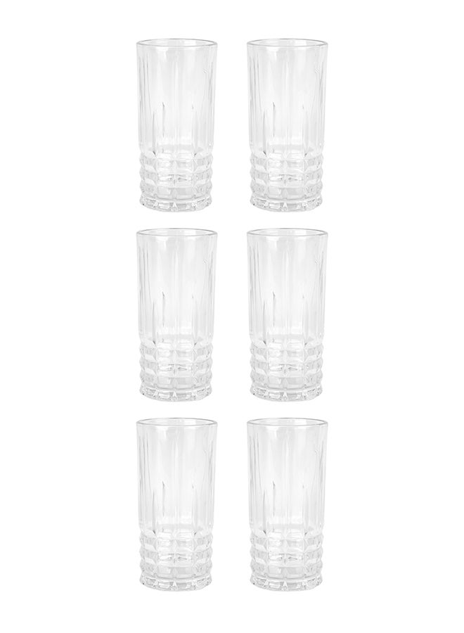 Ollieroo كؤوس عالية بنقش بارز، مجموعة من 6 كؤوس شرب، 360 مل كؤوس شرب متينة للمشروبات، الماء، العصير، البيرة، النبيذ - مجموعة زجاجيات خاصة، آمنة للغسل في غسالة الصحون - Image 2