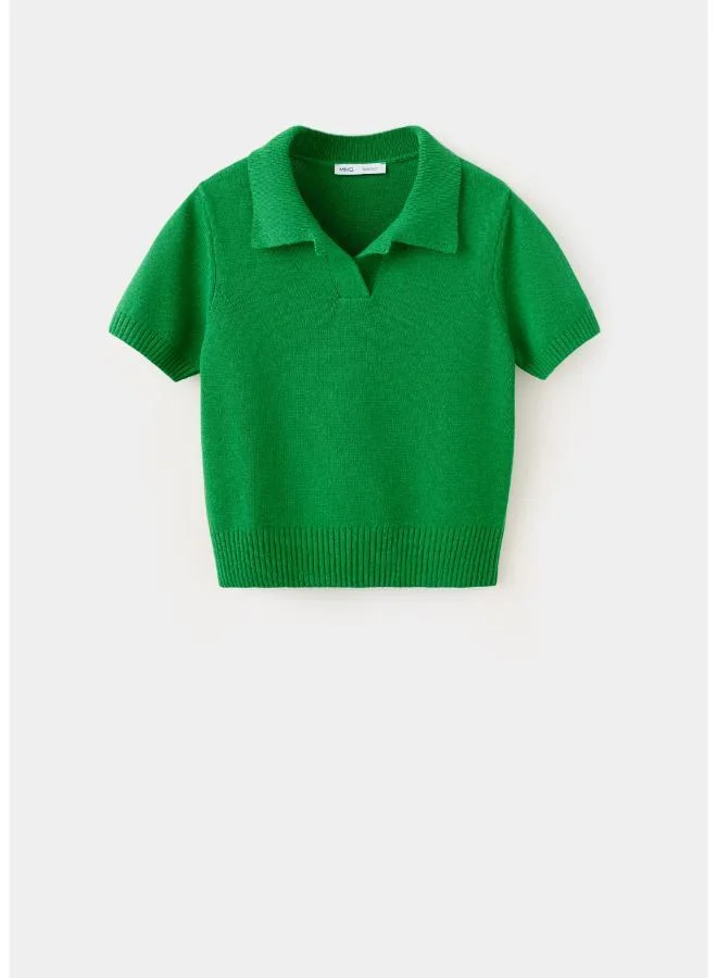 Mango 43-VERDE Cotton Knit Polo for Women | Best Price UAE