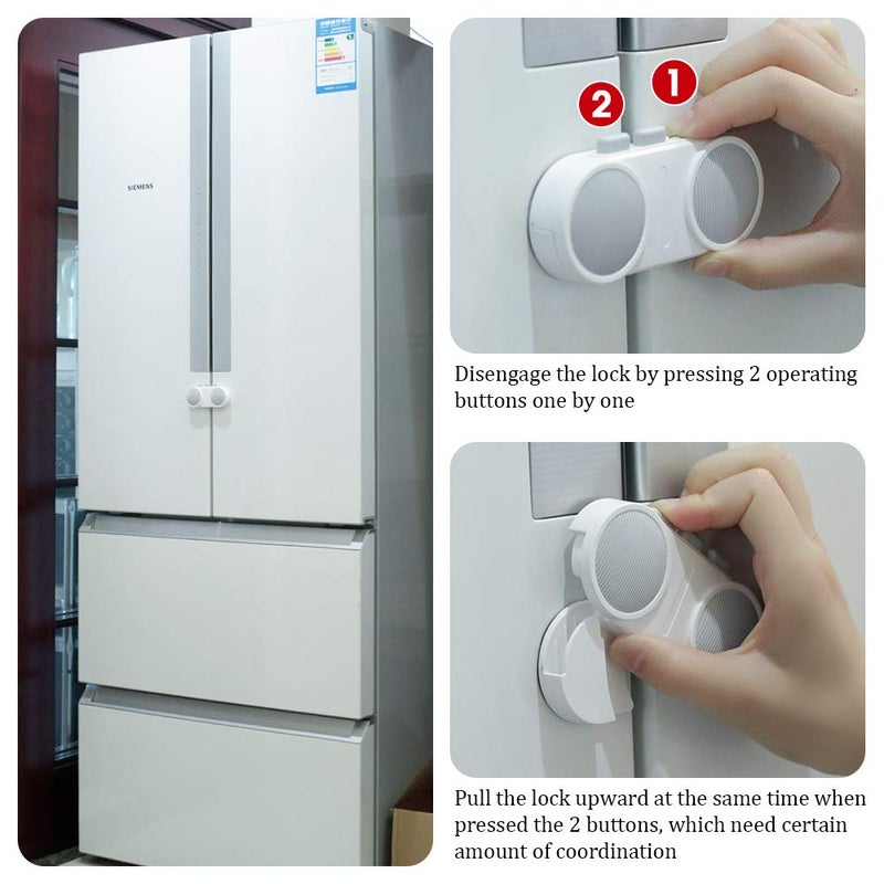EUDEMON Baby Safety French Fridge Door Lock Freezer Refrigerator Lock Cabinet Cupboard Lock for Childproof & Pet Proofing Easy to Install no Tools Need or Drill (1 Pack,White) - Image 5