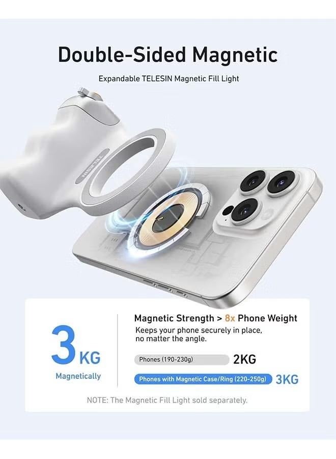 TELESIN Fun Shot Magnetic Phone Camera DSLR Style Shutter Grip for iPhone & Android with Detachable Wireless Shutter Button - MFI Certified - 1/4" Screw - Comfort Ergonomic Camera Grip Handle Holder - Image 4