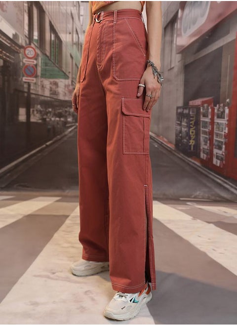 High Rise Belted Cargo Trouser by Styli
