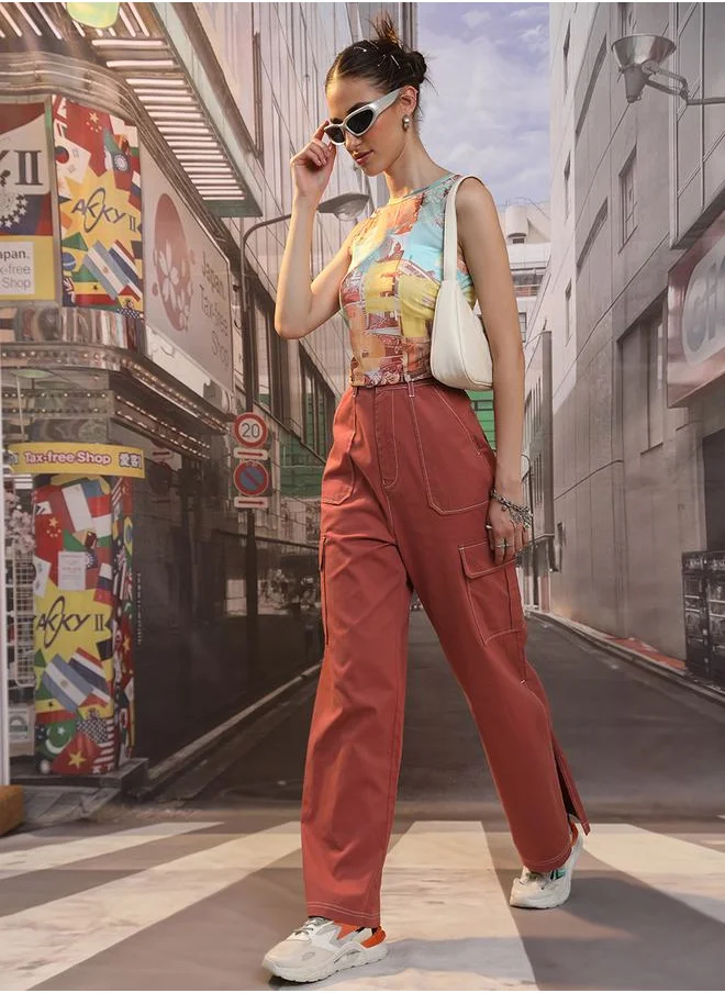 طوكيو توكيز High Rise Belted Cargo Trouser by Styli