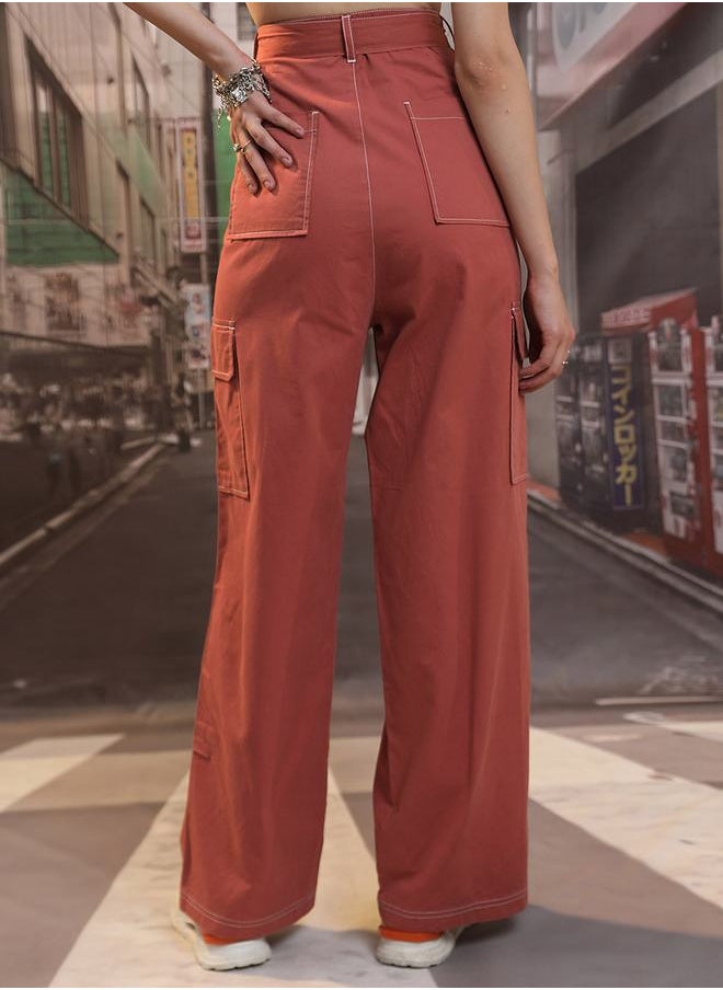 Tokyo Talkies - High Rise Belted Cargo Trouser by Styli - Image 1
