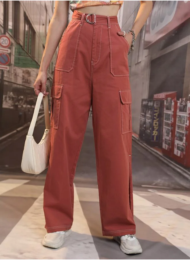 طوكيو توكيز High Rise Belted Cargo Trouser by Styli