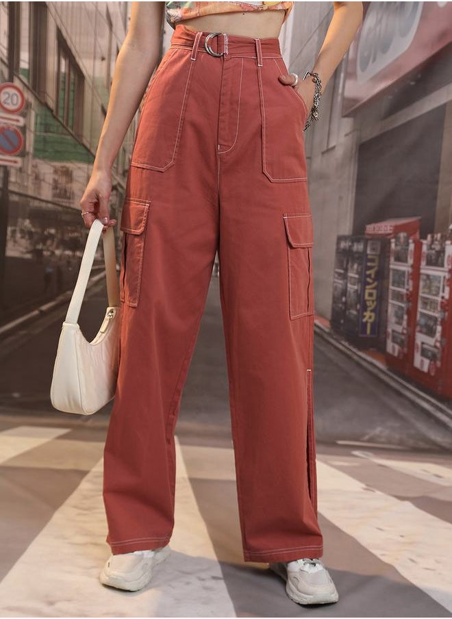 Tokyo Talkies - High Rise Belted Cargo Trouser by Styli - Image 1
