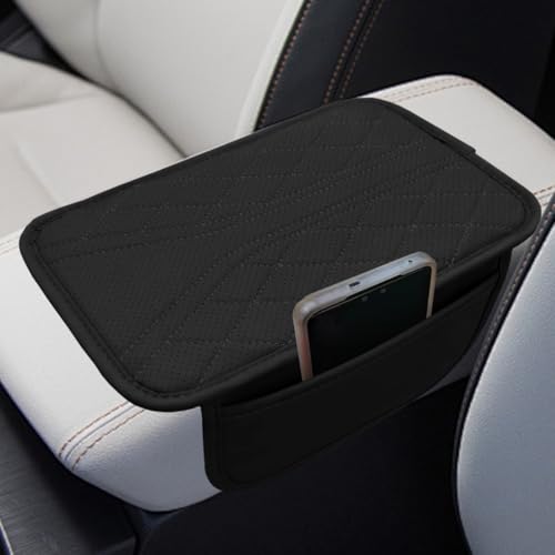 Tuxihapp Car Center Console Cover with 2 Storage Bags Leather Car Armrest Cushion Pad Vehicle Middle Console Cover Universal Armrest Seat Box Protector Auto Interior Accessories for SUV Truck SedanBlack - Image 1