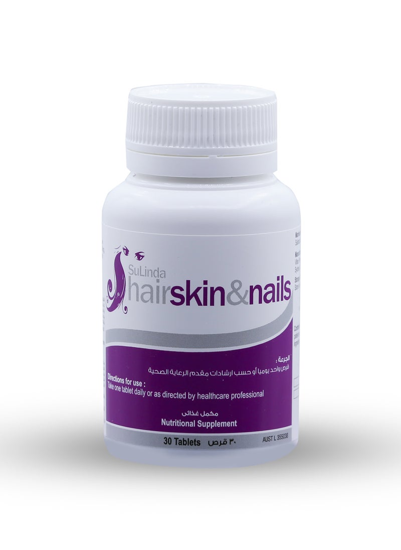Sulinda Hair Skin And Nails Supplement 30 Tablets  - Image 1